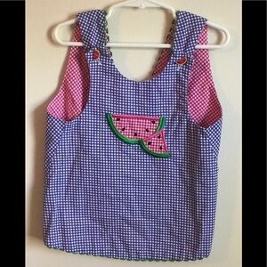 Rare Vintage 1980’s Watermelon Gingham Pinafore Apron